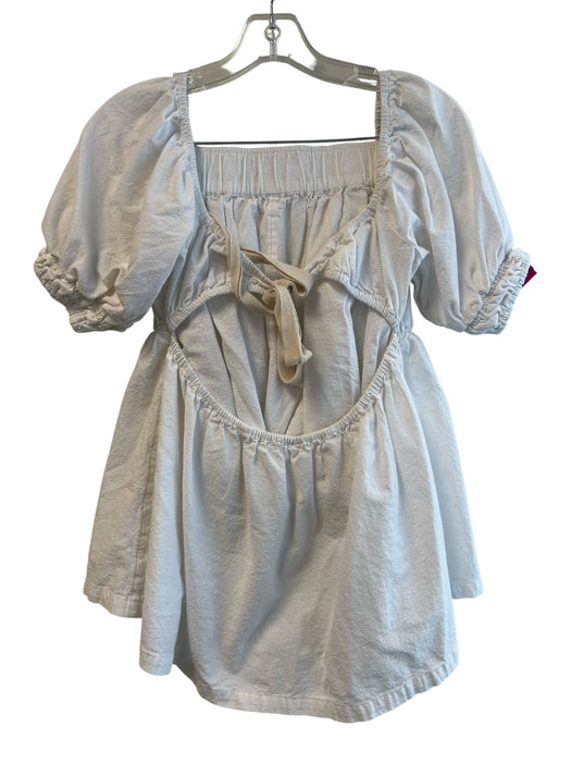 Free People Size S White Cotton Scoop Neck Open Back Elastic Waist Short Set White / S