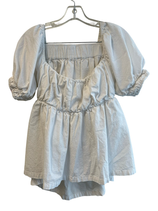Free People Size S White Cotton Scoop Neck Open Back Elastic Waist Short Set White / S