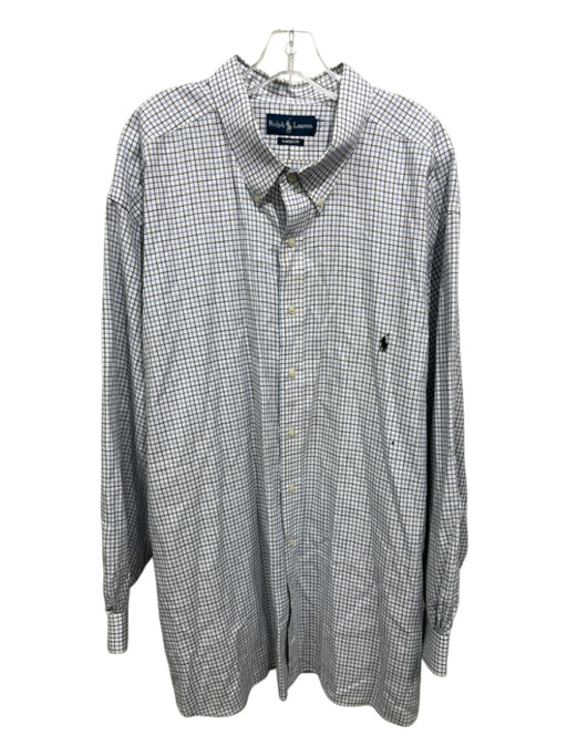 Polo Ralph Lauren Size 4XL White, Black, Blue Cotton Grid Long Sleeve Shirt White, Black, Blue / 4XL