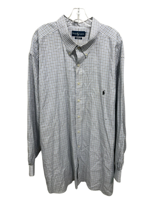 Polo Ralph Lauren Size 4XL White, Black, Blue Cotton Grid Long Sleeve Shirt White, Black, Blue / 4XL