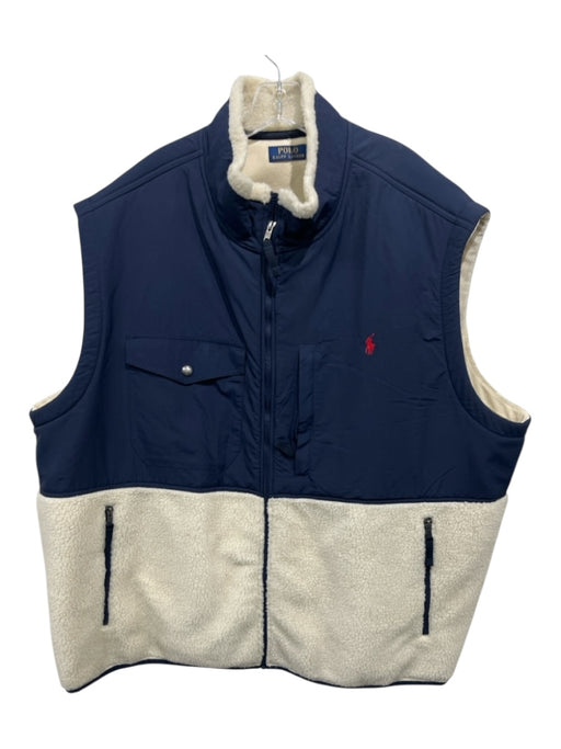Polo Ralph Lauren Size 5XL Navy & Cream Polyester & Acrylic Zip Up Men's Vest Navy & Cream / 5XL