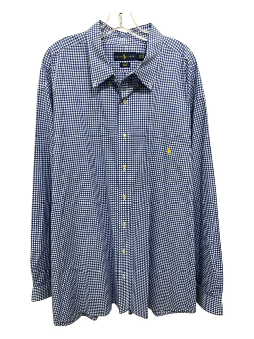 Polo Ralph Lauren Size 4XL Blue & White Cotton Gingham Men's Long Sleeve Shirt Blue & White / 4XL