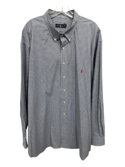 Polo Ralph Lauren Size 4XL Blue & White Cotton Gingham Men's Long Sleeve Shirt Blue & White / 4XL