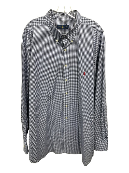 Polo Ralph Lauren Size 4XL Blue & White Cotton Gingham Men's Long Sleeve Shirt Blue & White / 4XL