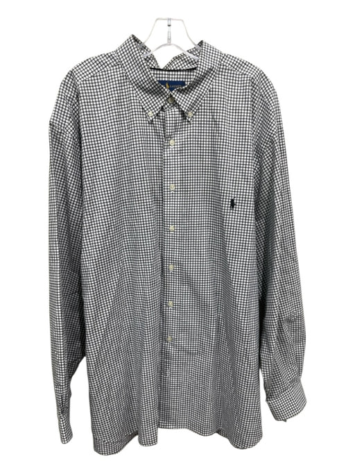 Polo Ralph Lauren Size 3XL White & Black Cotton Gingham Men's Long Sleeve Shirt White & Black / 3XL