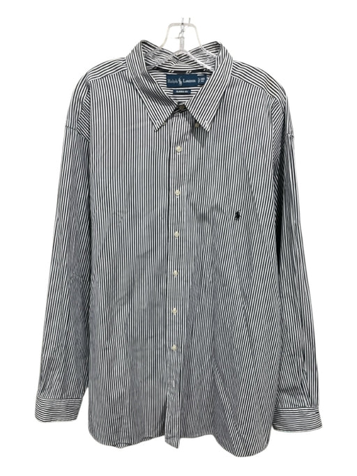 Polo Ralph Lauren Size 3XL White & Black Cotton Striped Men's Long Sleeve Shirt White & Black / 3XL