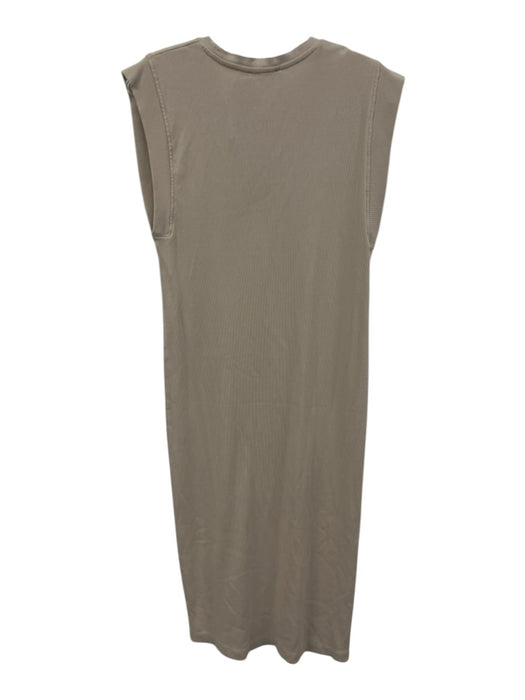 Zara Size S Beige Cotton & Elastane Sleeveless Rib Knit Midi Dress Beige / S