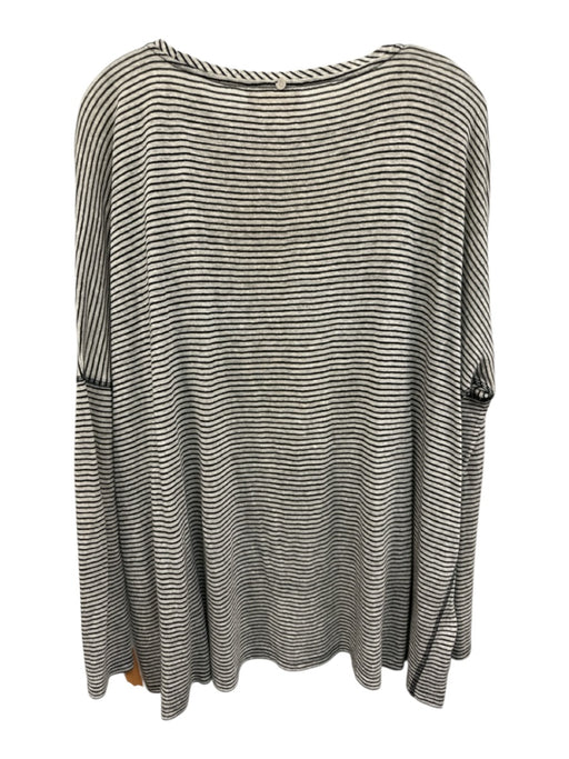 Alice + Olivia Air Size Est Small Black White & Beige Linen Blend Striped Top Black White & Beige / Est Small