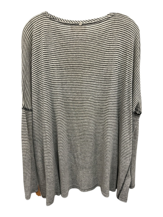 Alice + Olivia Air Size Est Small Black White & Beige Linen Blend Striped Top Black White & Beige / Est Small