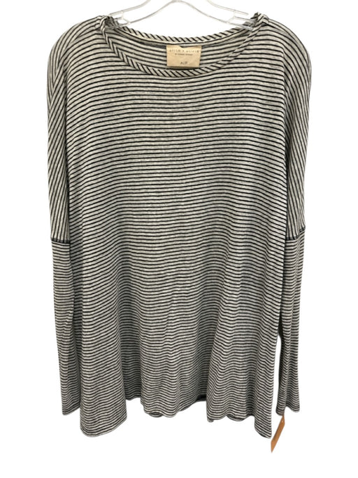 Alice + Olivia Air Size Est Small Black White & Beige Linen Blend Striped Top Black White & Beige / Est Small