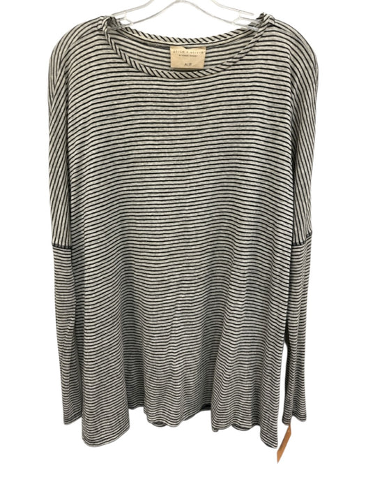 Alice + Olivia Air Size Est Small Black White & Beige Linen Blend Striped Top Black White & Beige / Est Small