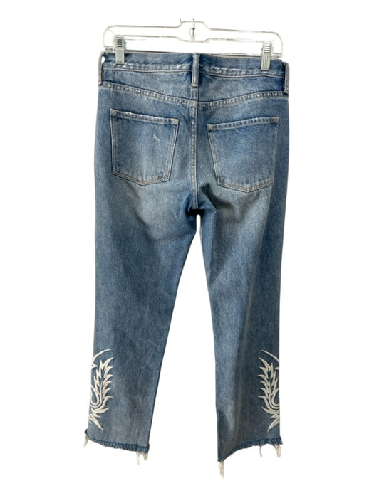 ALLSAINTS Size 26 Light Wash Cotton Embroidered Western Pattern Raw Hem Jeans Light Wash / 26