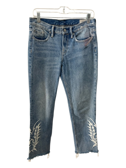 ALLSAINTS Size 26 Light Wash Cotton Embroidered Western Pattern Raw Hem Jeans Light Wash / 26