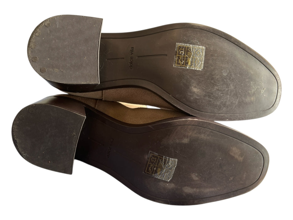 Dolce Vita Shoe Size 7 light brown Leather Suede Elastic Paneling Booties light brown / 7