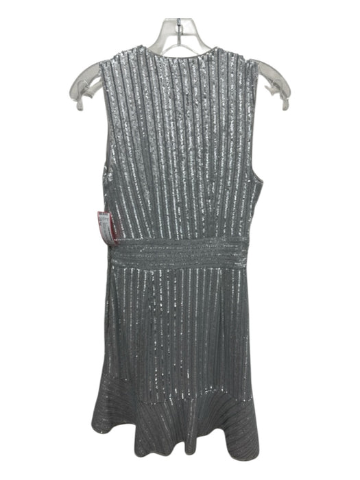 Saylor Size XS Silver Gray Nylon & Polyester Sequin Sleeveless V Neck Dress Silver Gray / XS