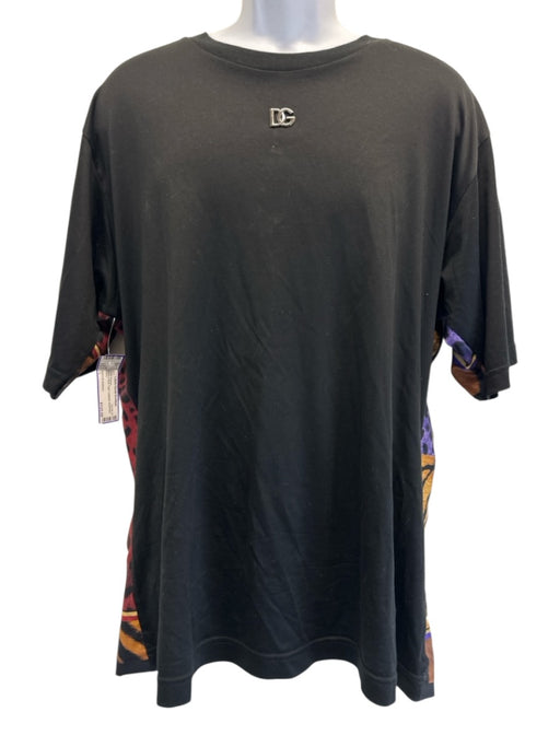 Dolce & Gabbana Size L Black & Multi Tiger Leopard Men's Short Sleeve Black & Multi / L