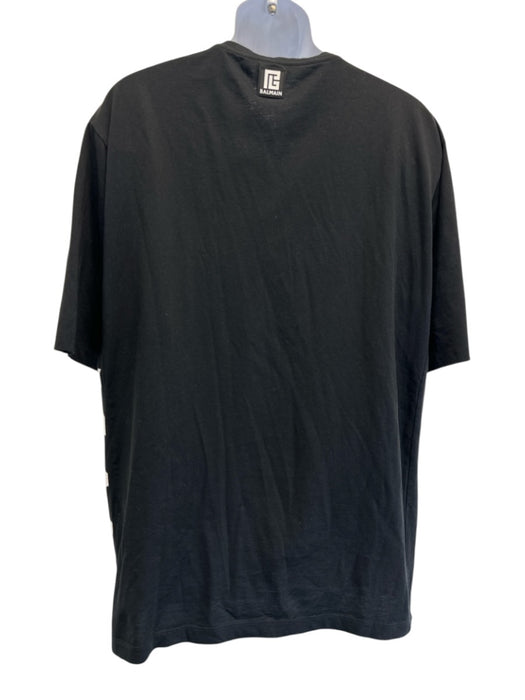 Balmain Size S Black & White Cotton Logo Detail Men's Short Sleeve Black & White / S