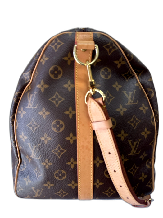 Louis Vuitton Brown Print Coated Canvas Damier Ebene Duffle Keepall Bag Brown Print