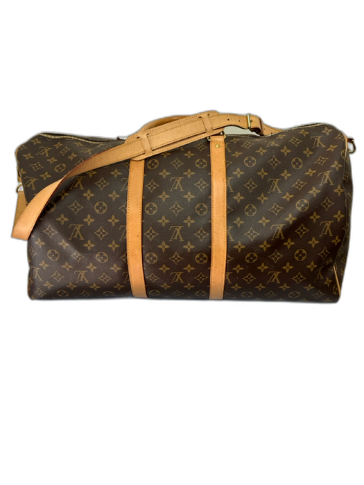 Louis Vuitton Brown Print Coated Canvas Damier Ebene Duffle Keepall Bag Brown Print