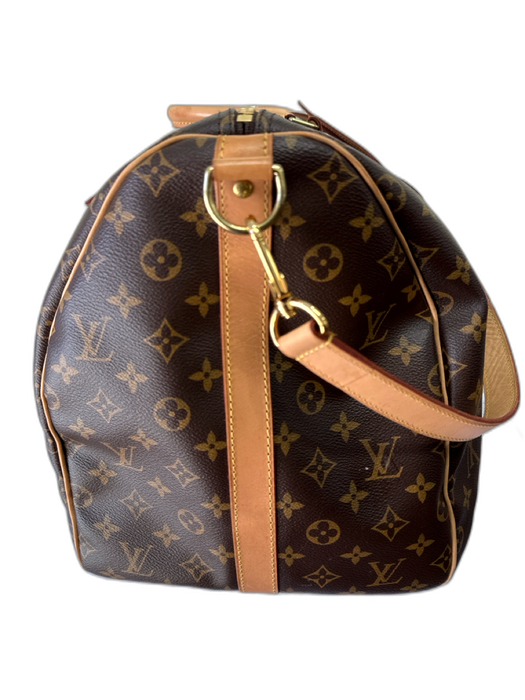 Louis Vuitton Brown Print Coated Canvas Damier Ebene Duffle Keepall Bag Brown Print
