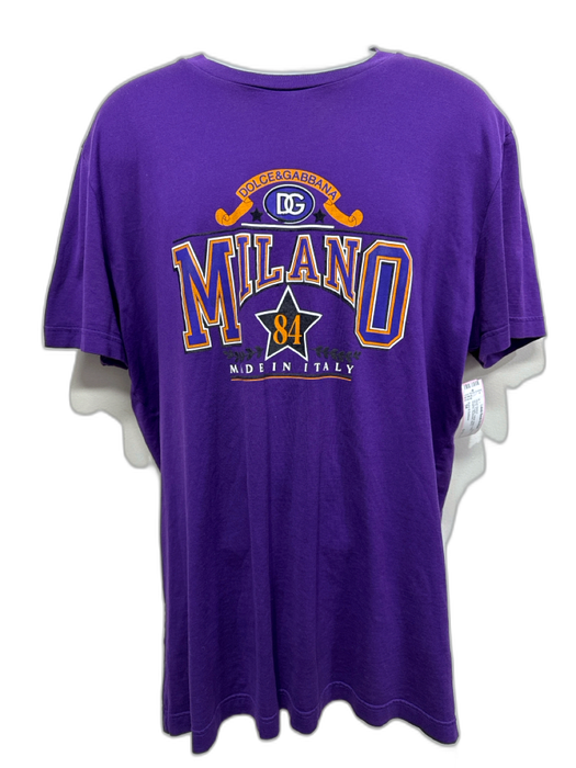 Dolce & Gabbana AS IS Size 54 Purple, Yellow, Multi Cotton Graphic Short Sleeve Purple, Yellow, Multi / 54