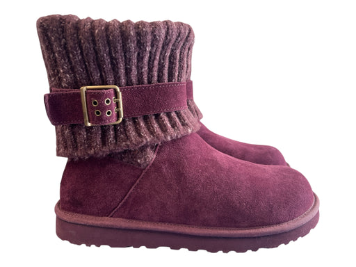 Ugg Australia Shoe Size 11 Burgundy Suede Round Toe Mid Calf Knit Ankle Boots Burgundy / 11
