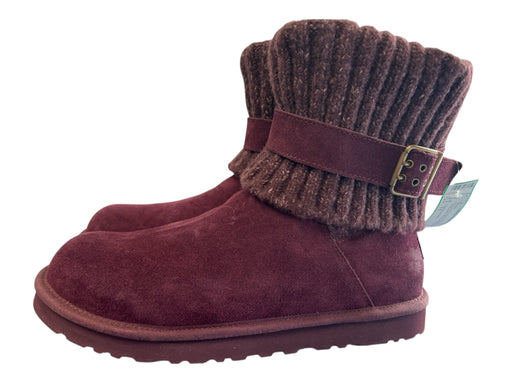 Ugg Australia Shoe Size 11 Burgundy Suede Round Toe Mid Calf Knit Ankle Boots Burgundy / 11