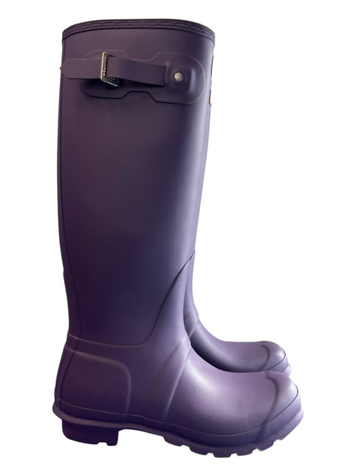 Hunter Shoe Size 10 Violet Rubber Round Toe Knee High Buckle Detail Boots Violet / 10