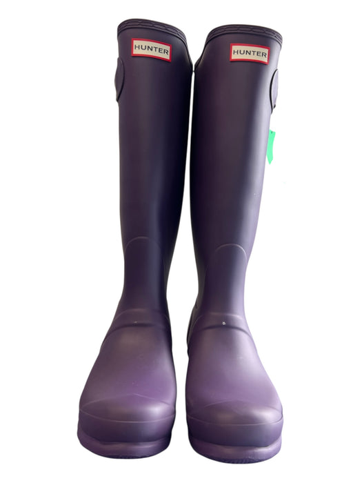 Hunter Shoe Size 10 Violet Rubber Round Toe Knee High Buckle Detail Boots Violet / 10