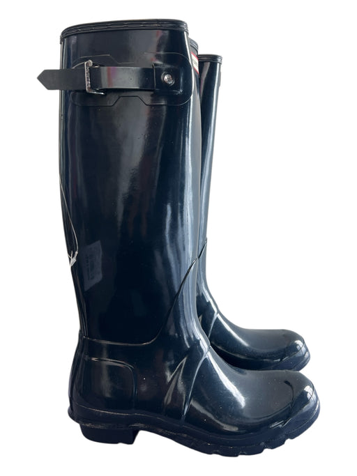 Hunter Shoe Size 10 Dark Blue Rubber Round Toe Knee High Patent Boots Dark Blue / 10