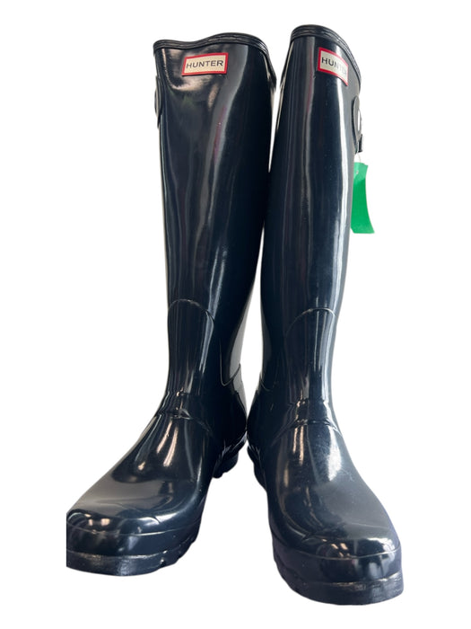 Hunter Shoe Size 10 Dark Blue Rubber Round Toe Knee High Patent Boots Dark Blue / 10