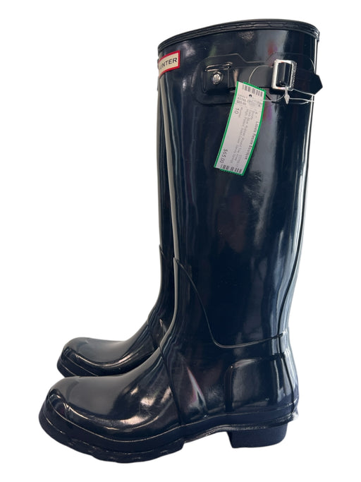 Hunter Shoe Size 10 Dark Blue Rubber Round Toe Knee High Patent Boots Dark Blue / 10