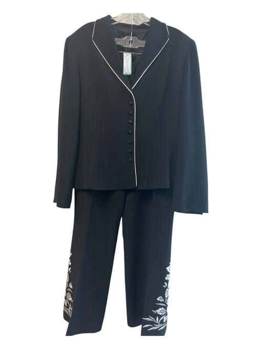 Lafayette 148 Size 14 Black & White Viscose Blend Blazer Button Down Pant Set Black & White / 14