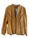 Tesori Size 1X Camel Leather Suede High Neck Two Button Leather Detail Jacket Camel / 1X
