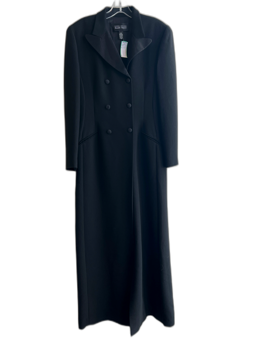 Linda Allard Ellen Tracy Size 14 Black Triacetate Double Breast Faux Pocket Gown Black / 14