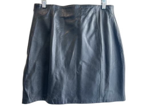 Zara Size XL Black Leather Side Zip Above Knee A Line Skirt Black / XL