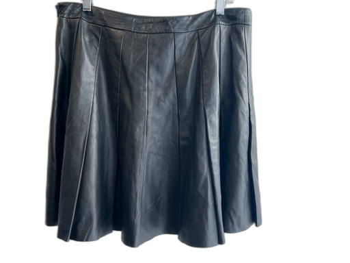 Halogen Size 12 Black Leather Lined Side Zip Pleated Above Knee Skirt Black / 12