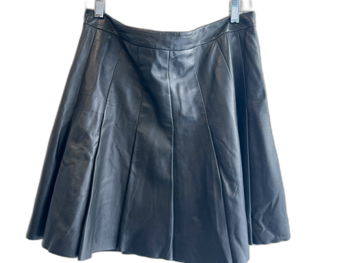 Halogen Size 12 Black Leather Lined Side Zip Pleated Above Knee Skirt Black / 12