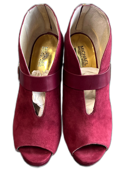 Michael Michael Kors Shoe Size 10.5 Cranberry Suede Gold hardware Booties Cranberry / 10.5