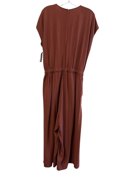 Eileen Fisher Size Medium Brown Tencel V Neck Back Zip Drop Shoulder Jumpsuit Brown / Medium