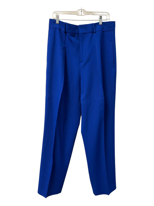 Zara Size XL Blue Polyester Straight Leg High Waisted Zip Fly Pocket Pants Blue / XL