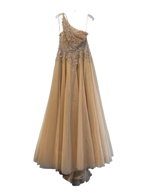 Mac Duggal Size 10 Peach Polyester Lined Tulle One Shoulder Embellished Gown Peach / 10