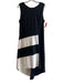 Neiman Marcus Size L Black & White Polyester Blend Color Block Round Neck Dress Black & White / L