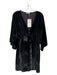 Zara Size L Black Polyester Velvet V Neck butt seams Quarter Sleeve Dress Black / L