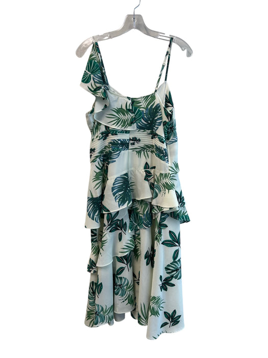 Walter Baker Size L Green Polyester Ruffle Shoulder Tropical Leaf Print Dress Green / L