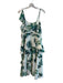 Walter Baker Size L Green Polyester Ruffle Shoulder Tropical Leaf Print Dress Green / L