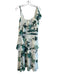 Walter Baker Size L Green Polyester Ruffle Shoulder Tropical Leaf Print Dress Green / L