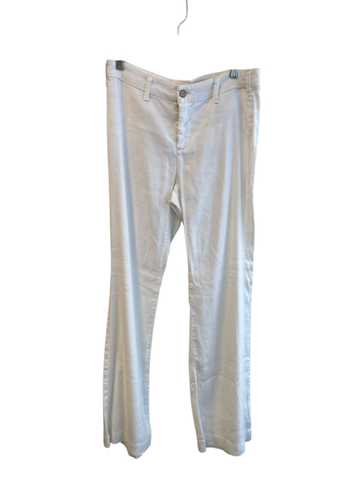 NYDJ Size 8 White Linen Blend Solid Zipper Fly Wide Leg Pants White / 8