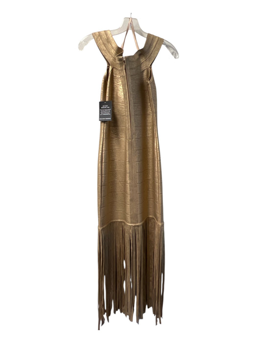 Boston Proper Size M Gold Polyester Fringe Detail Off the Shoulder Dress Gold / M