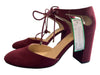 Unisa Shoe Size 10 Burgundy Suede Almond Toe Tie Ankle Open Center Shoes Burgundy / 10